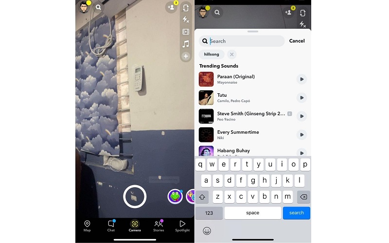 Snapchat‑App – Musik hinzufügen