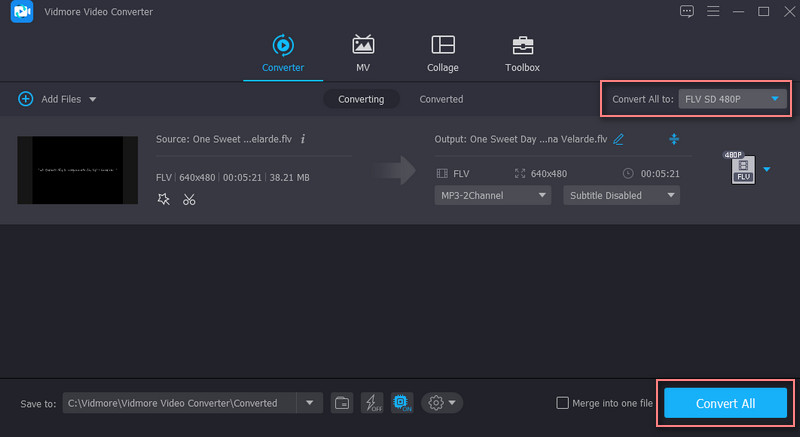 Vidmore zugeschnittenes FLV speichern