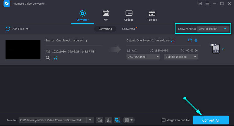 Vidmore Geschnittenes speichern