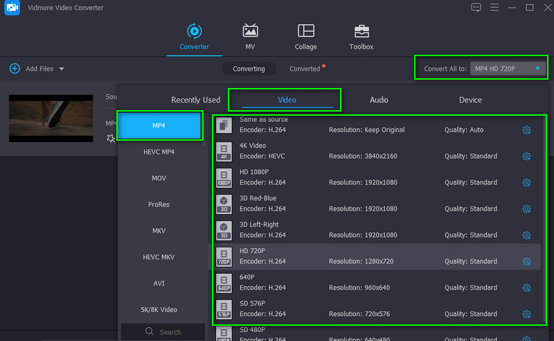 Vidmore Format auswählen