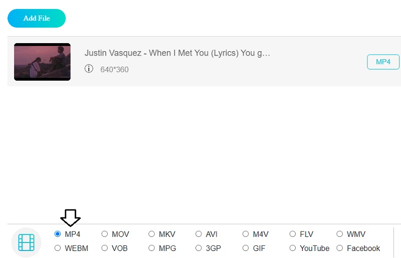 MP4 mit Vidmore Online hinzufügen
