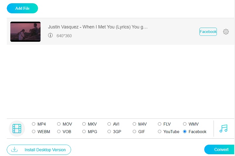 Facebook mit Vidmore Online wählen