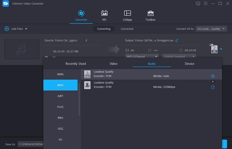 WAV‑Format wählen Vidmore