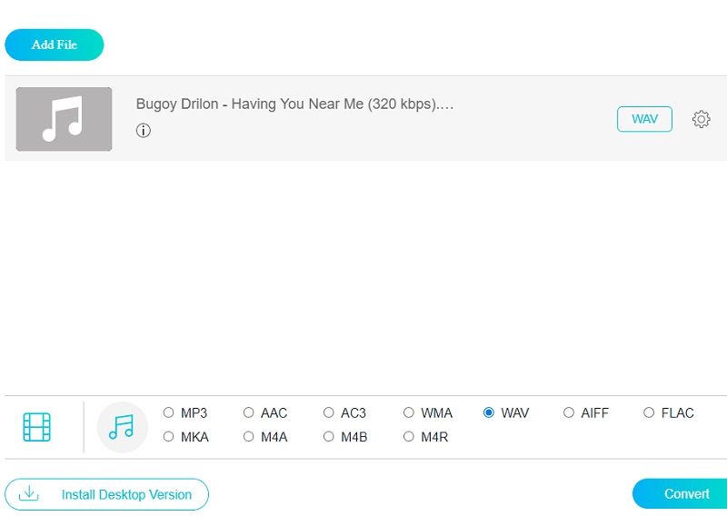 WAV wählen Vidmore Online