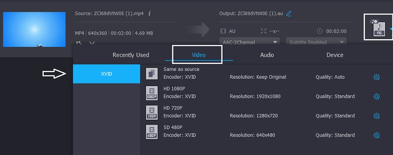 XVID wählen Vidmore