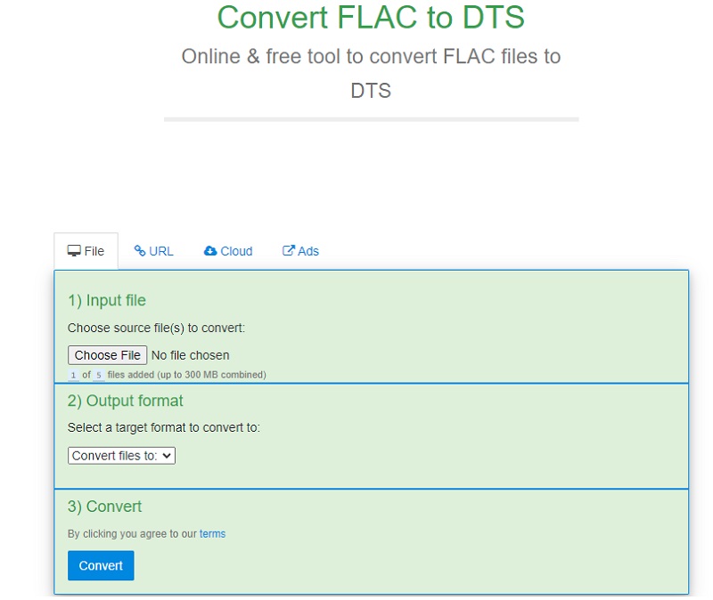 FLAC in DTS konvertieren FreeFileConvert