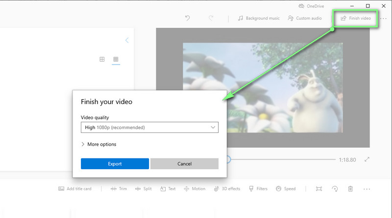 Getrimmtes Video exportieren