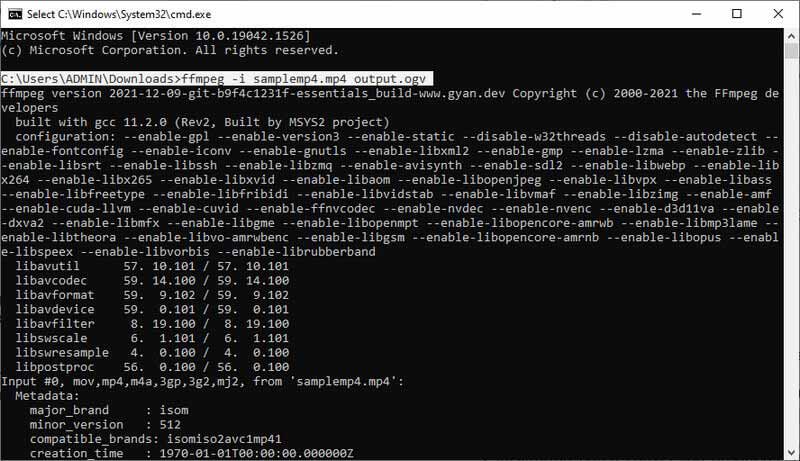 FFMPEG-Konvertierung