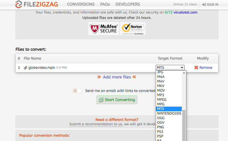 FILEZIGZAG-Konvertierung