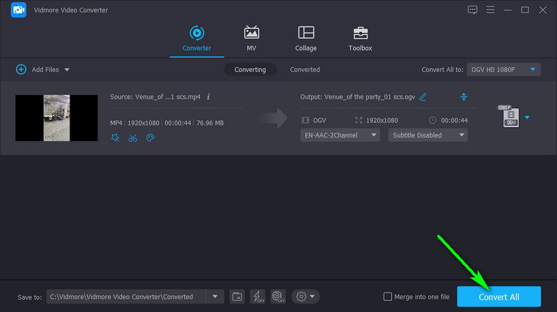 Vidmore Konvertierung starten