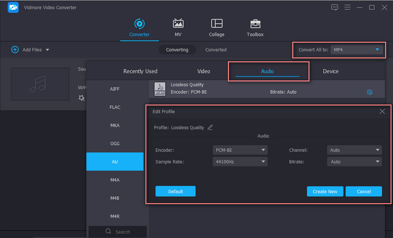 Vidmore Profil ändern
