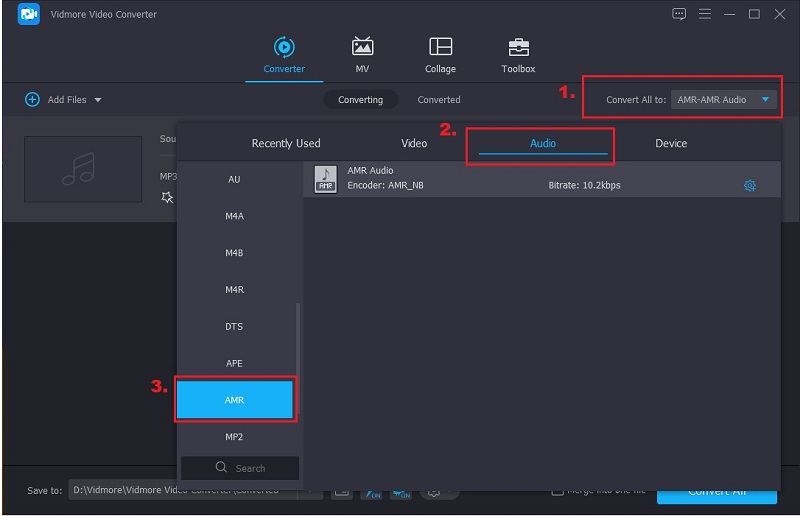 Vidmore AMR auswählen