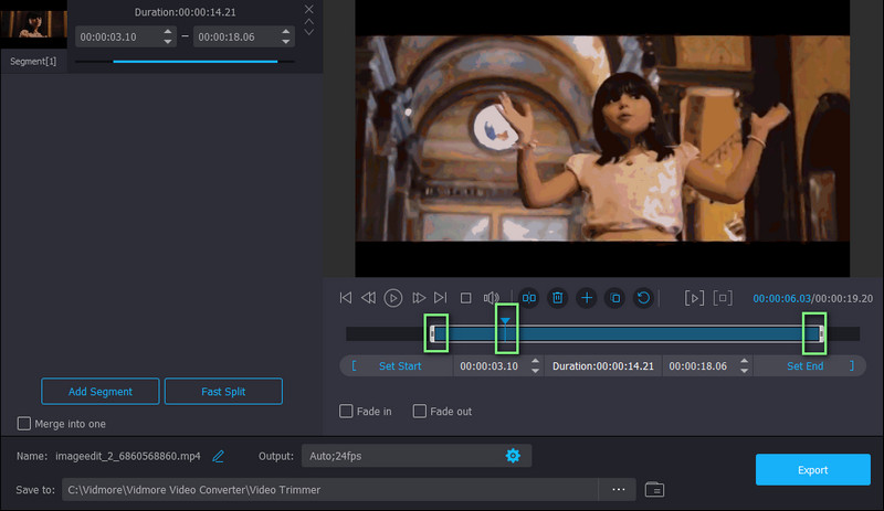 Vidmore Videos trimmen
