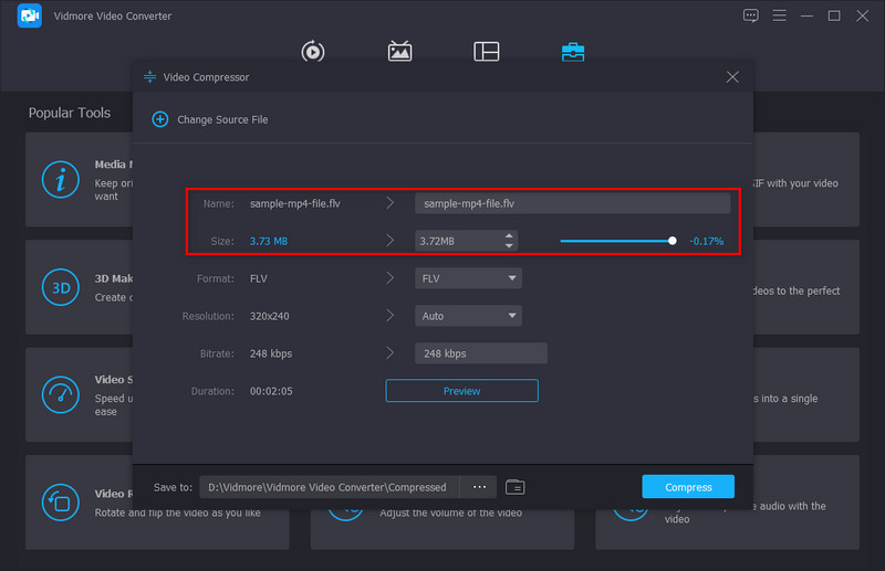 Größe anpassen Vidmore