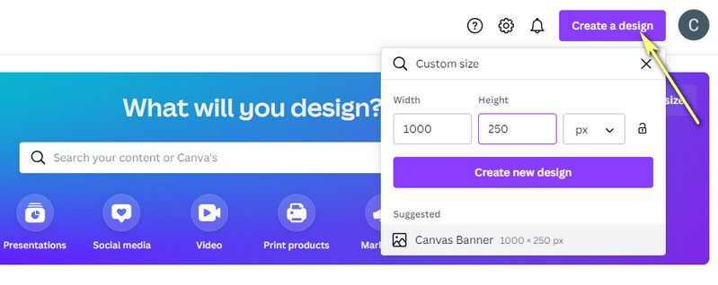 Canva-Leinwand erstellen
