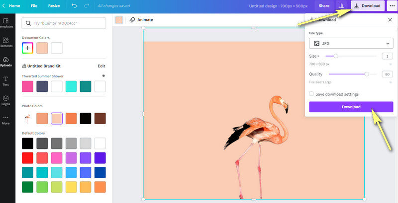 Canva-Ergebnis speichern