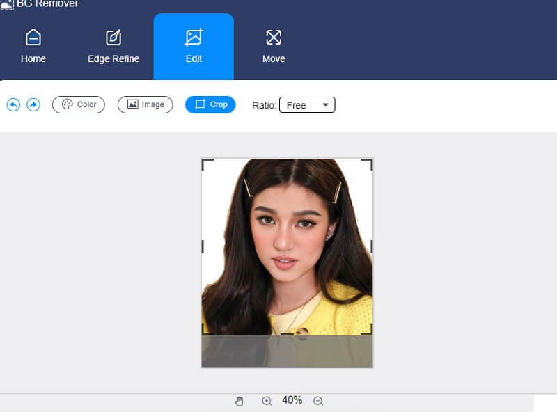 Klicken Sie auf Zuschneiden im Vidmore Background Remover