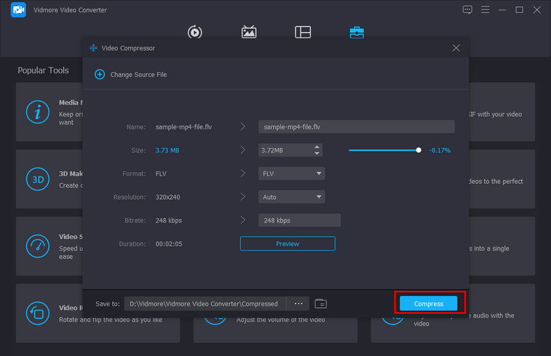 Schaltfläche „Komprimieren“ Vidmore