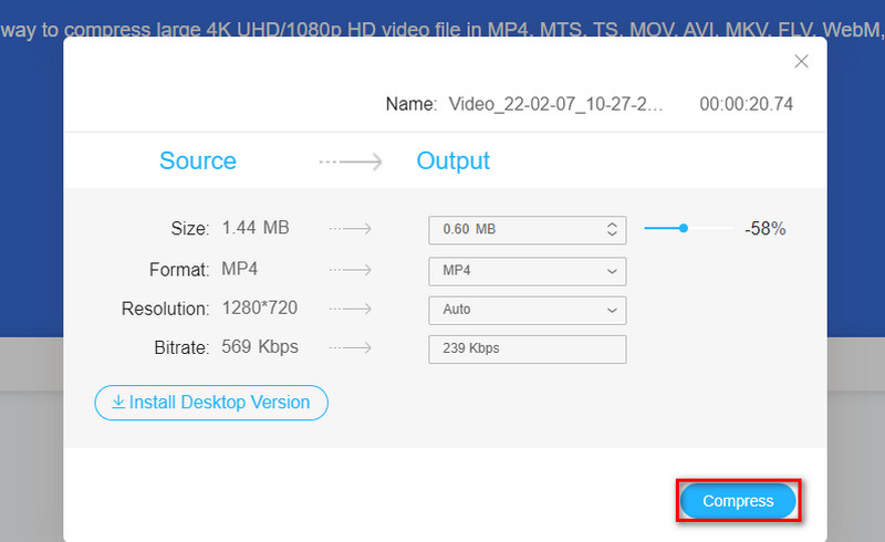 Komprimieren klicken Vidmore