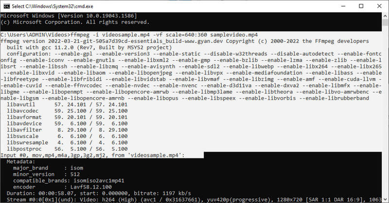 FFMPEG Videogröße ändern
