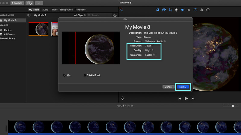 Video in iMovie komprimieren