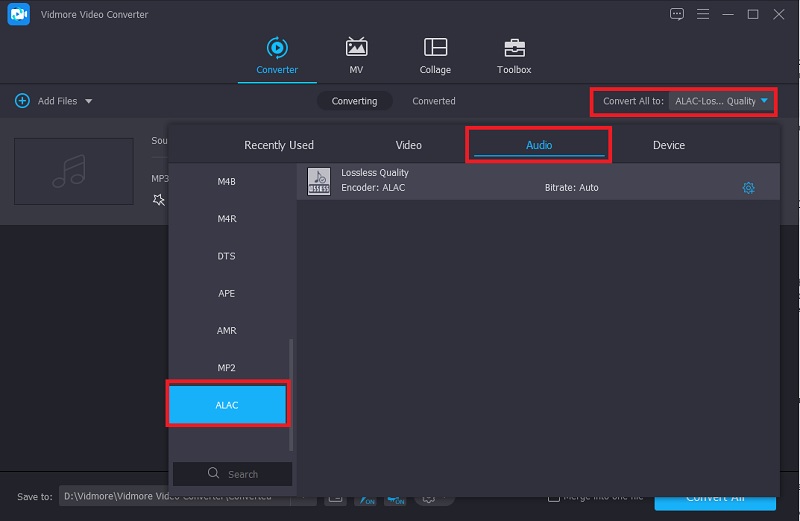 ALAC-Format auswählen