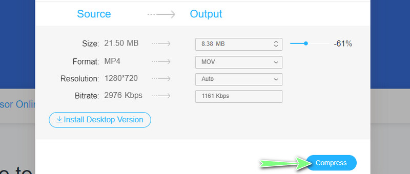Komprimierung starten