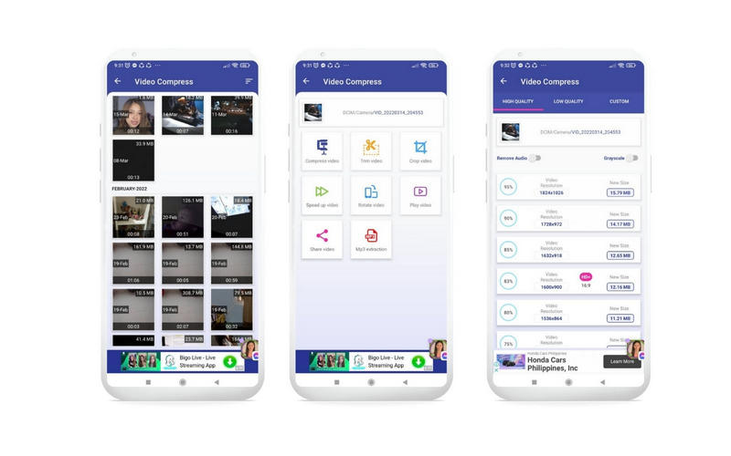 Video Compress – Oberfläche