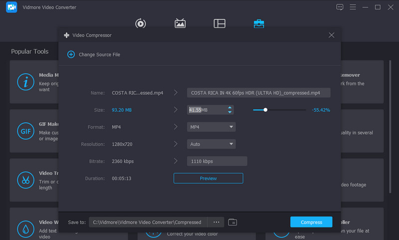 Video Compressor-Oberfläche