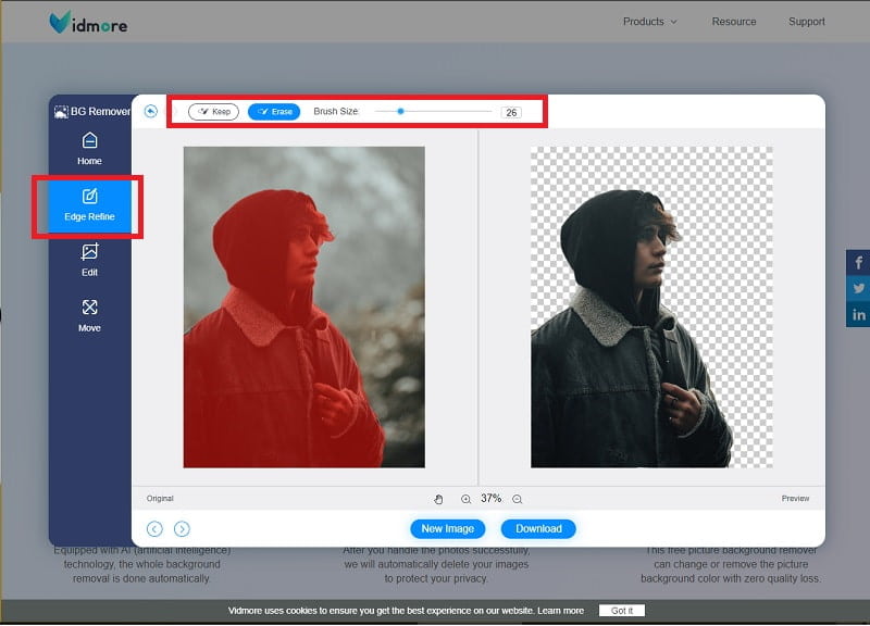 Vidmore Details korrigieren