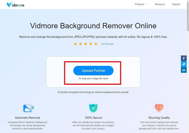 Vidmore Foto hochladen