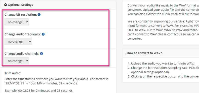 Optionale Einstellungen ändern