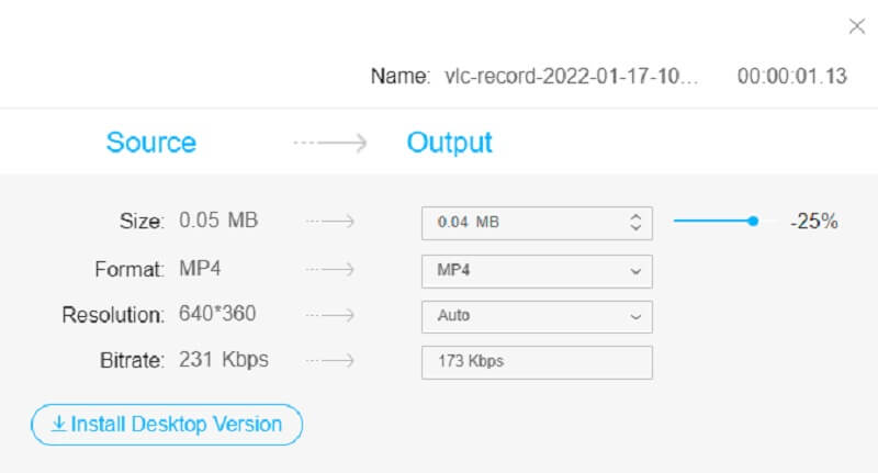 Ausgabe im Vidmore‑Kompressor