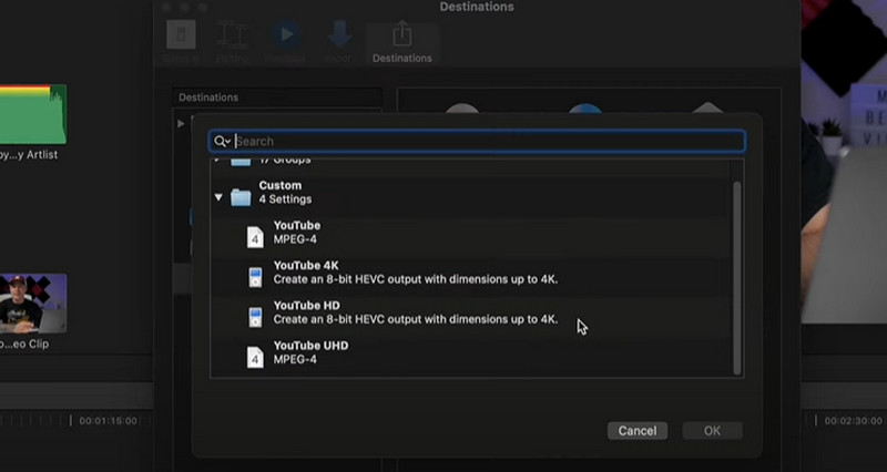 Erstelltes Preset auswählen