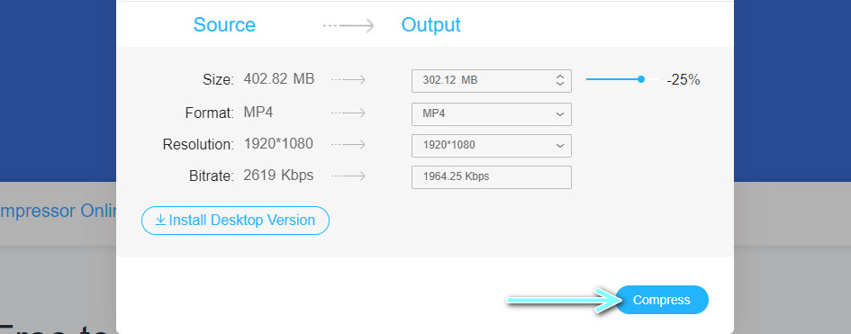 Komprimierung starten