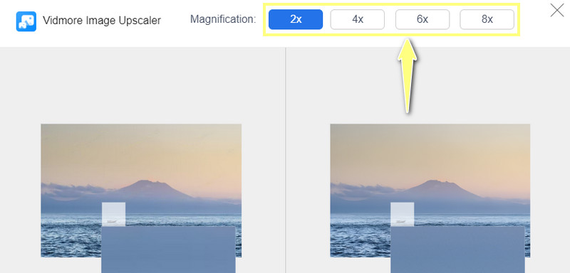 Vergrößerungsfaktor auswählen