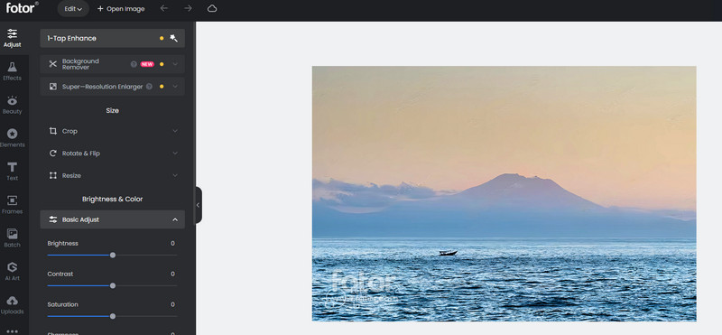 Fotor-Bearbeitungspanel