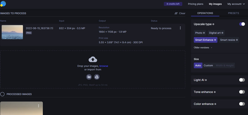 Let’s-Enhance-Oberfläche