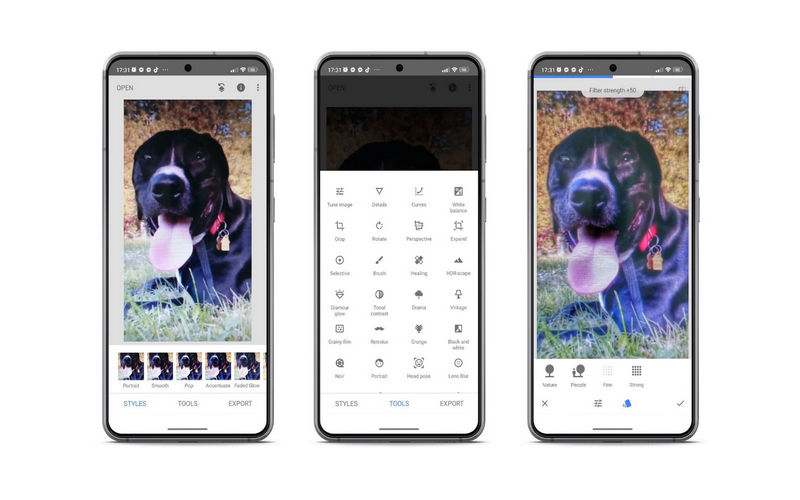 Snapseed-Oberfläche