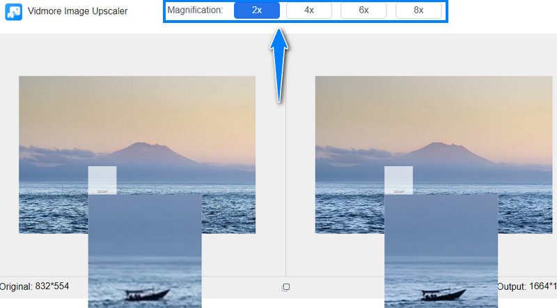 Auswahl des Vergrößerungsfaktors