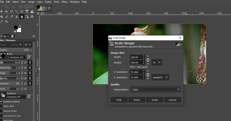 GIMP-App-Oberfläche
