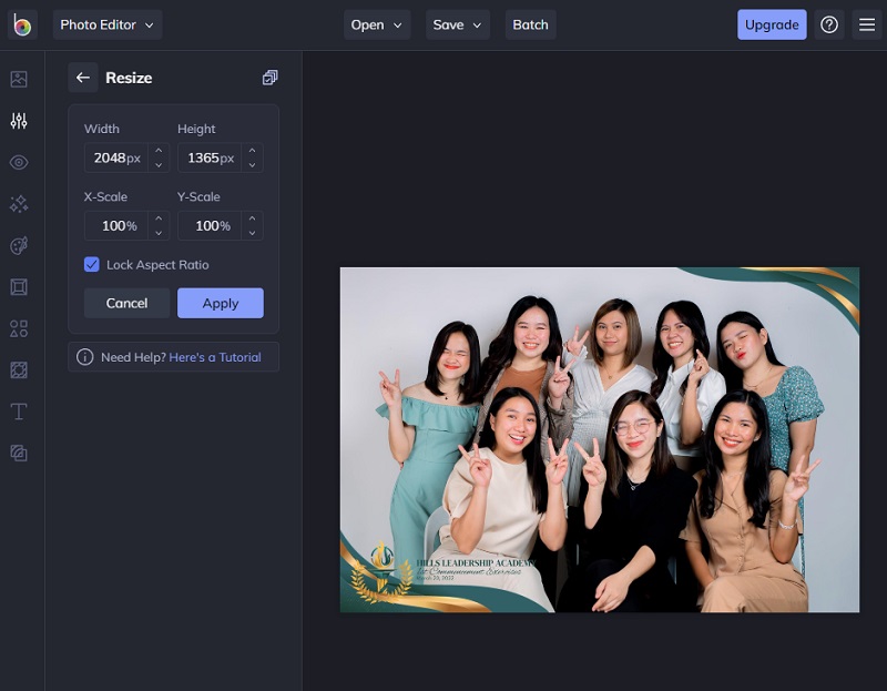 Bildgröße ändern BeFunky