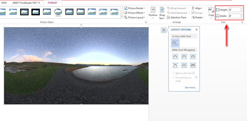 Option für Breite und Höhe aufrufen