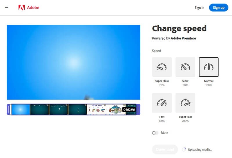 Geschwindigkeit in Adobe ändern