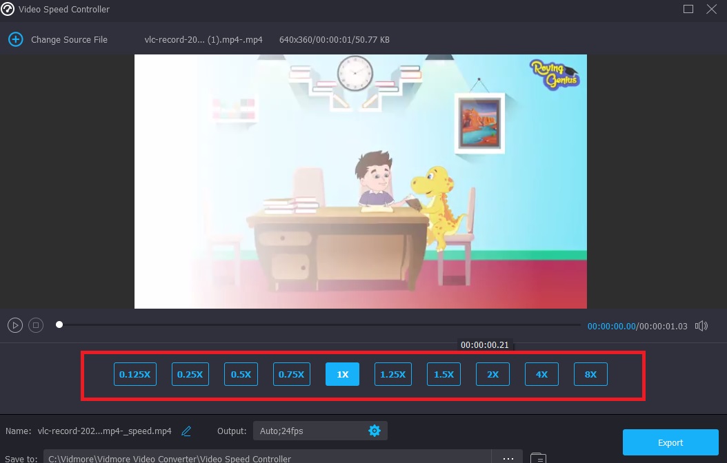 Voreinstellung für Vidmore wählen