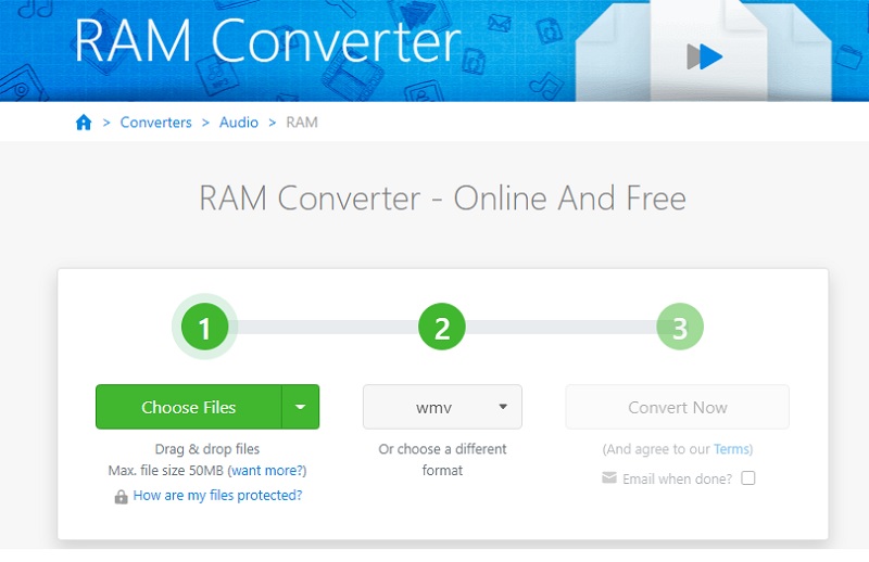 WMV Online Zamzar anklicken