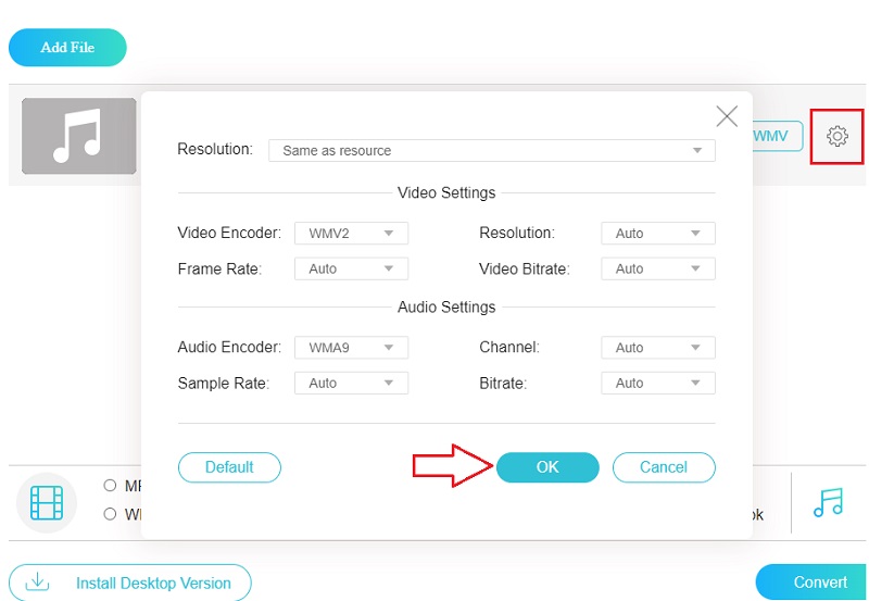 Bearbeite das WMV Online Vidmore