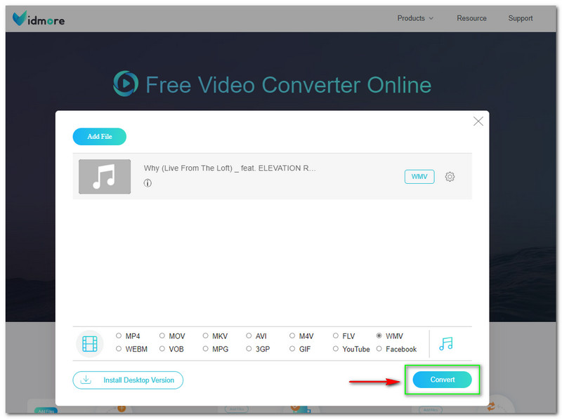 FLAC zu WMV Vidmore Free Video Converter Online Schaltfläche „Konvertieren“