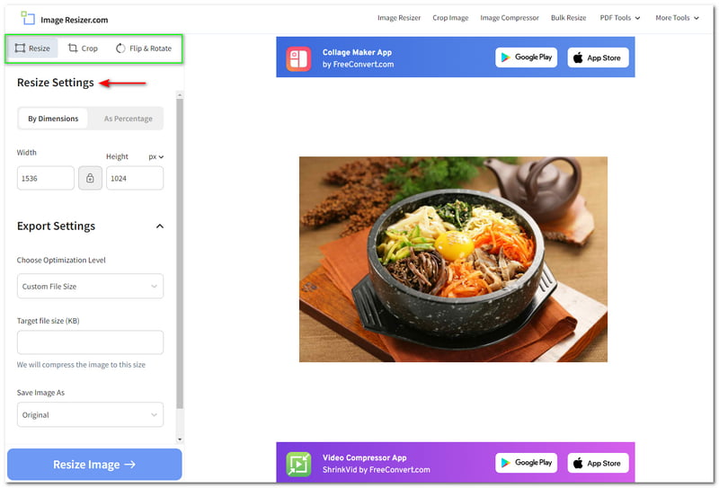 GIMP Bildgröße ändern Image Resizer Drei Optionen