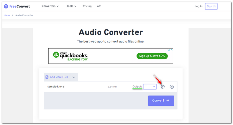 M4A zu M4V FreeConvert Ausgabeformat ändern